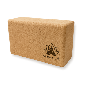 Bloc de yoga en liège naturel avec logo Asana Cork
