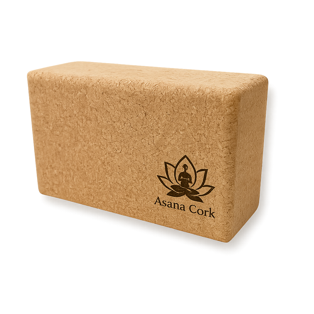 Bloc de yoga en liège naturel avec logo Asana Cork