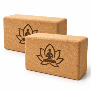 Lot de 2 Blocs de Yoga en Liège Naturel – Fleur de Lotus | Asana Cork
